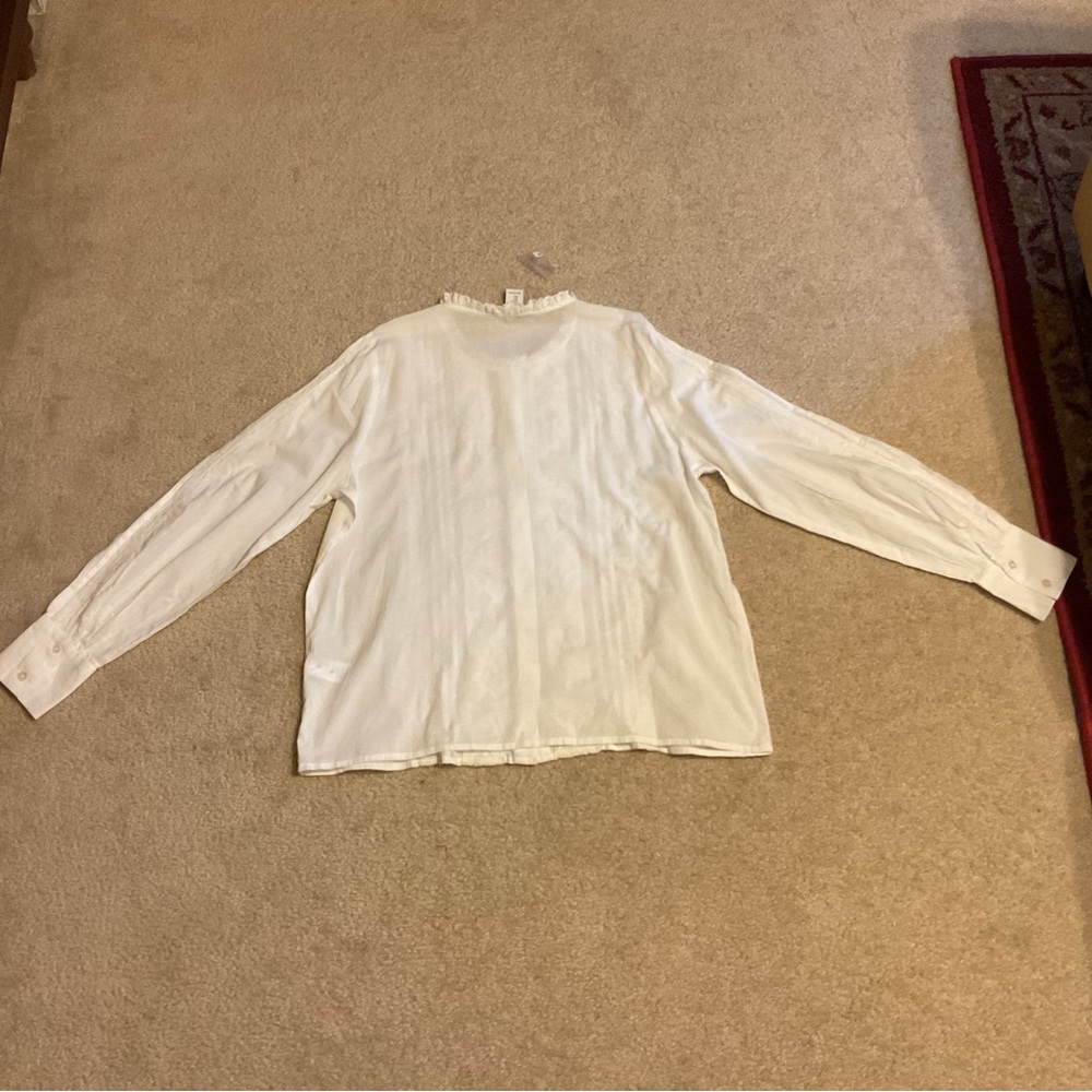 Calypso St Barth White Pintuck Pleat 100% Cotton Lace Peasant Blouse Top Size L - Picture 12 of 14